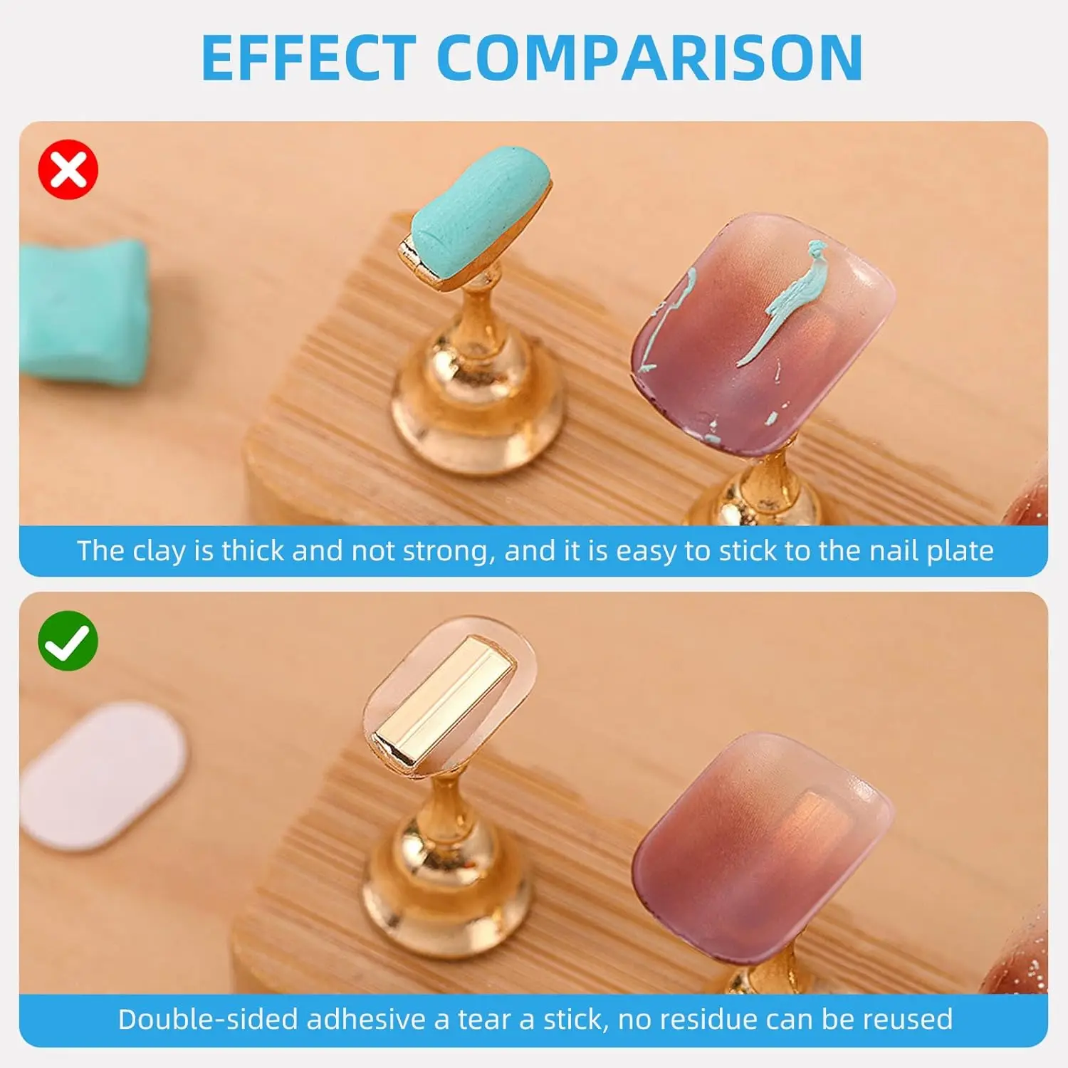 YIKOOLIN – présentoir transparent pour Nail Art, ruban adhésif Double face pour la pratique de l'art et la conception, présentoir pour ongles transparent