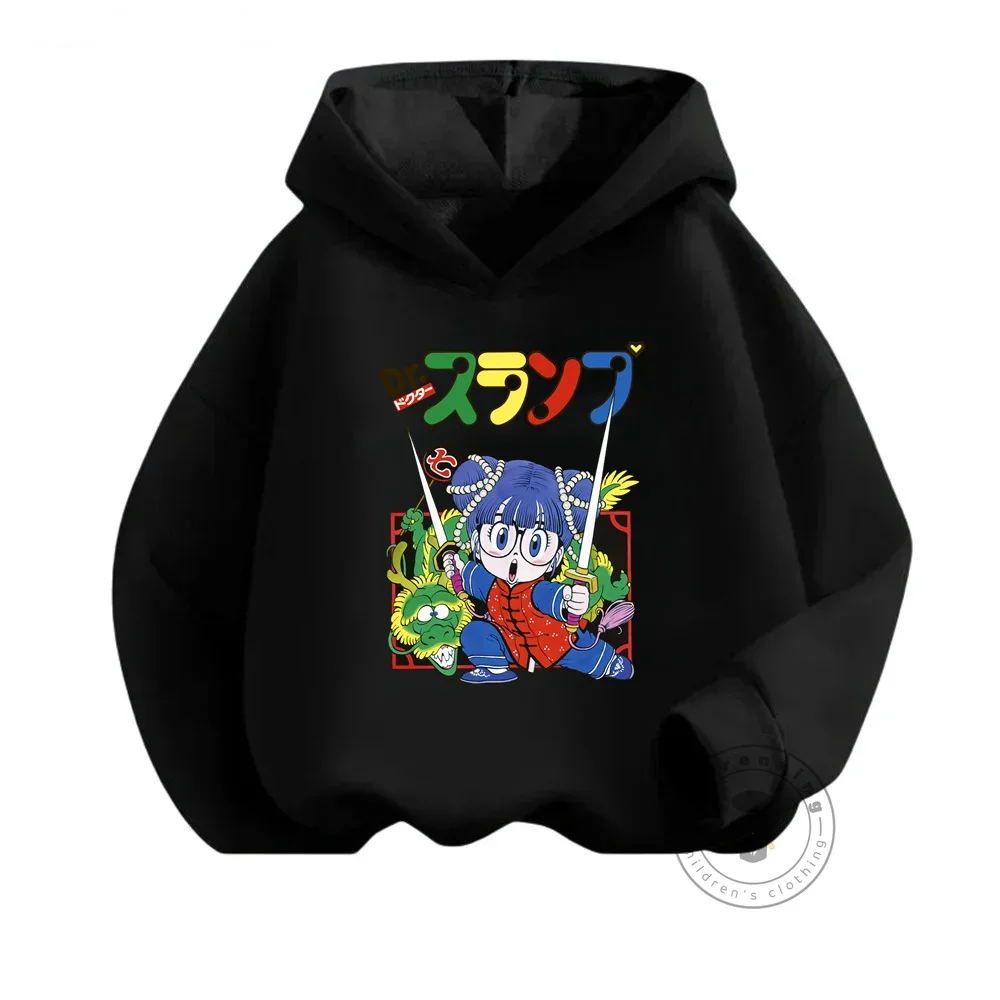 New Fall 2024 Anime Dr.Slump Arale Angel Wings Cute Cartoon Kids Hoodies Baby Boys Girls Sweatshirts Children Pullover Clothes