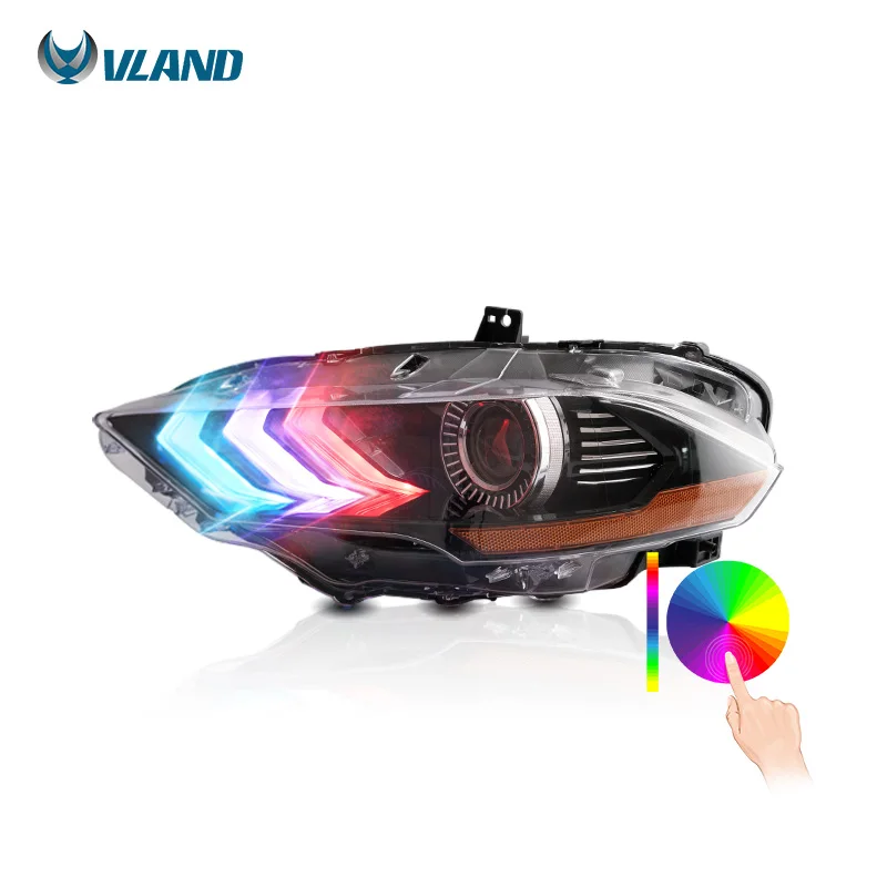 

VLAND Factory LED Headlights With Dynamic Turn RGB Headlamp 2018- up Car Head Light for Sixth Generation Ford Mustang Front Lamp