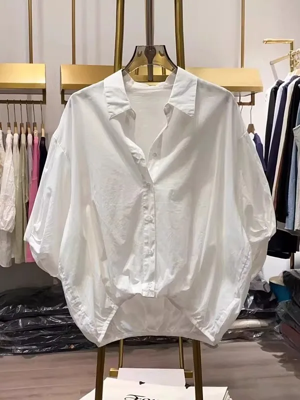 

plus Size 300 Pou Casual Loose Thin ort Sve irt Summer Slimming Batwing Design Men's Faion Artistic irt