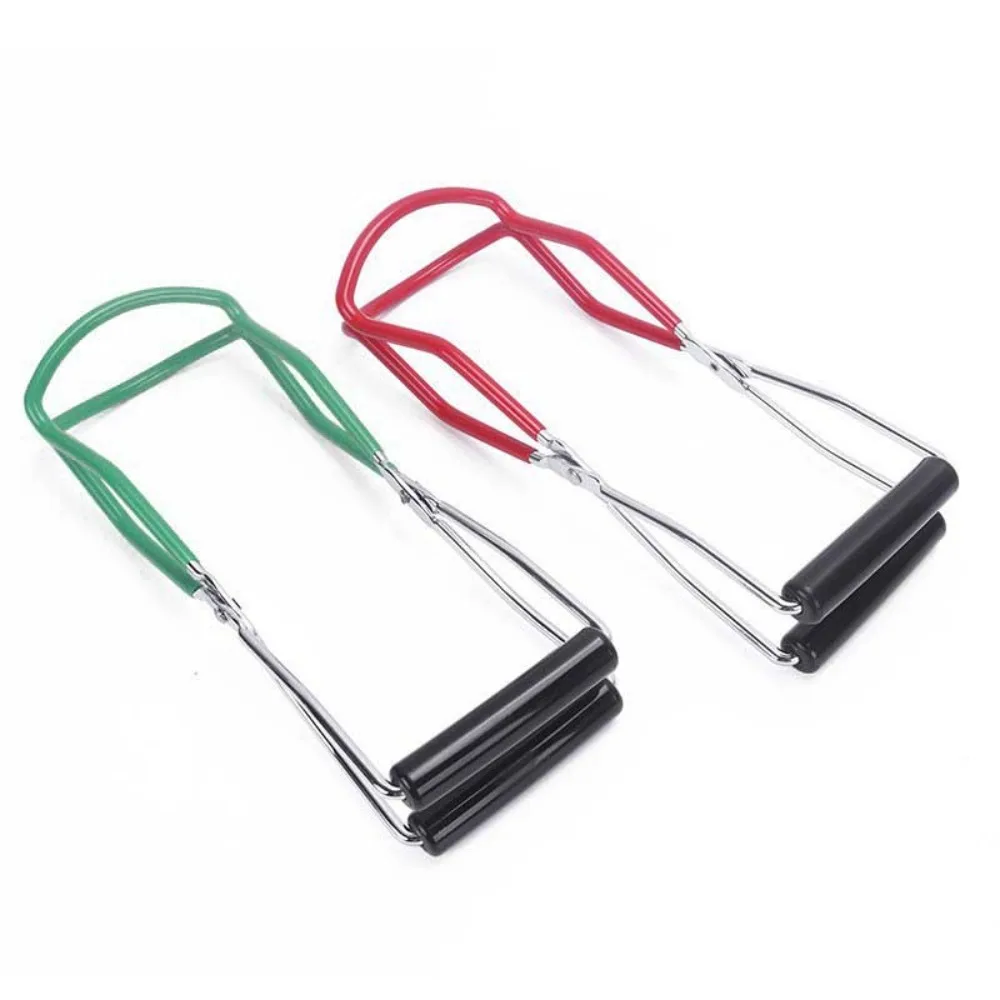 KitchenTool Stainless Steel Canning Jar Lifter Heat Resistance Anti-Clip Can Lifter Tongs with Grip Handle Glass Bottle Holder