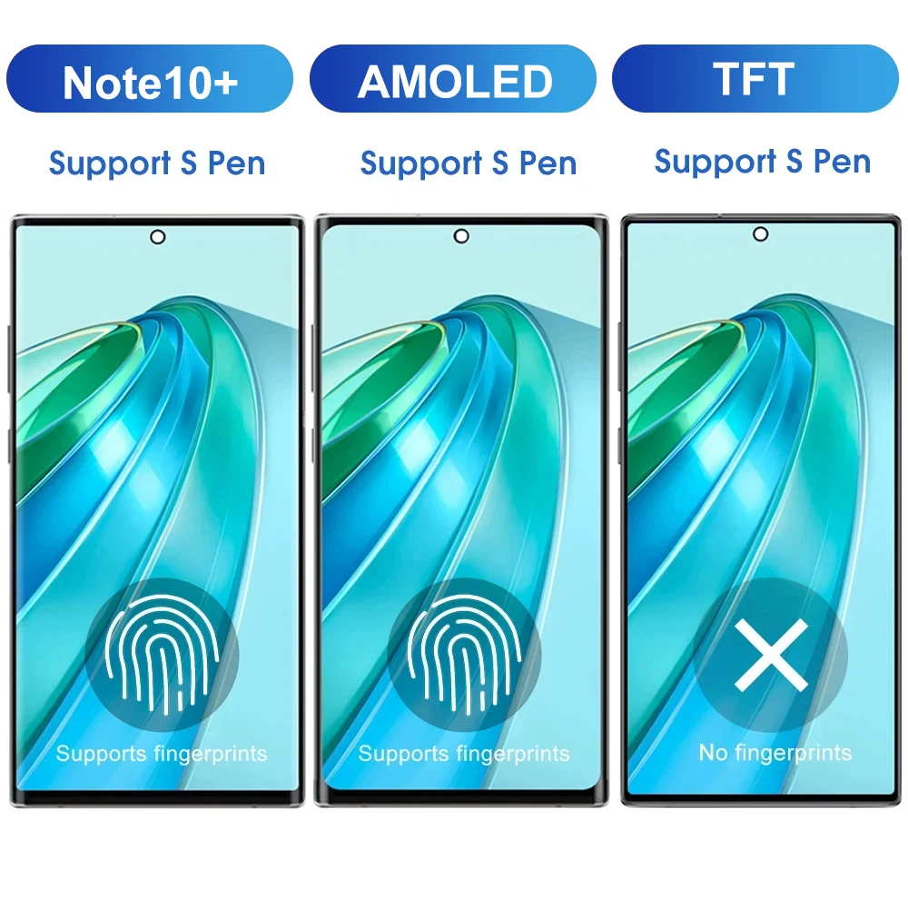 Note 10+ Display Screen Assembly for Samsung Galaxy Note 10 Plus N975F Lcd Display Digital Touch Screen With Frame Replacement