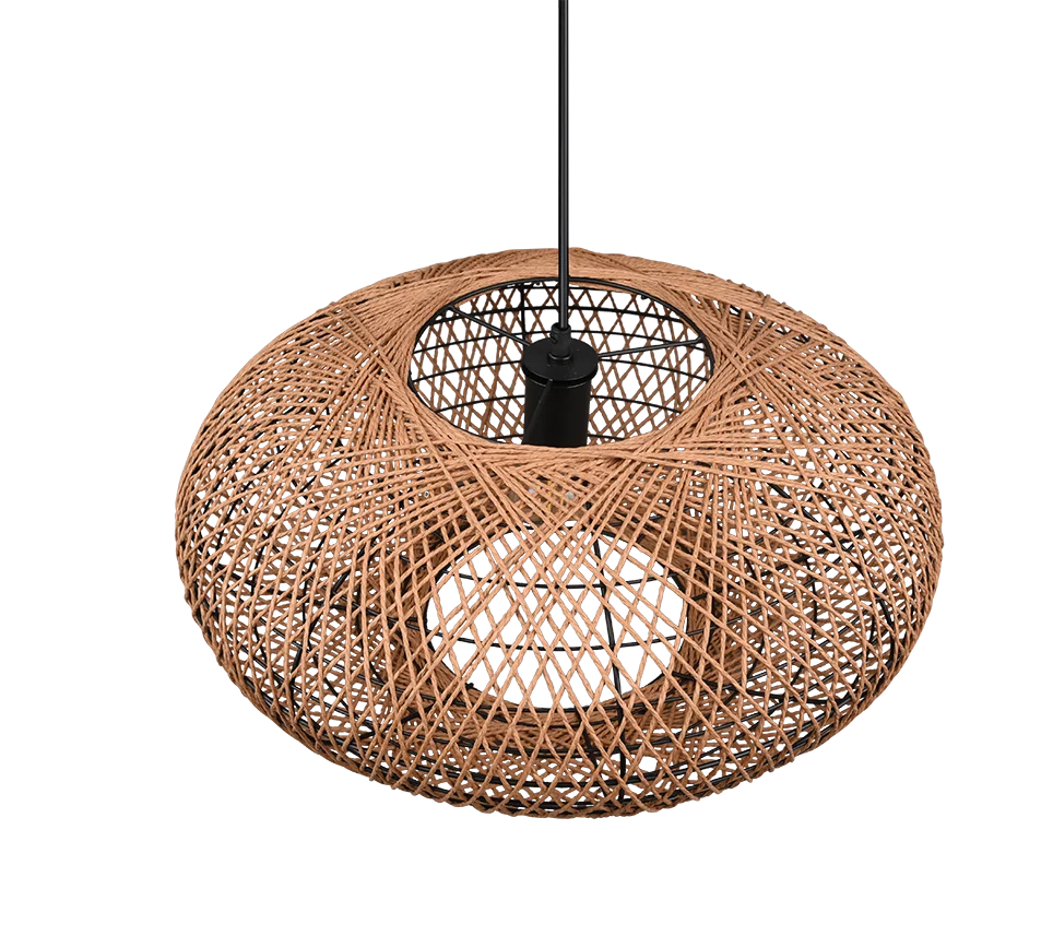 Afbeelding 6: Lampophanging, metaal en sisal, zwart, D 52cm, Hedda
