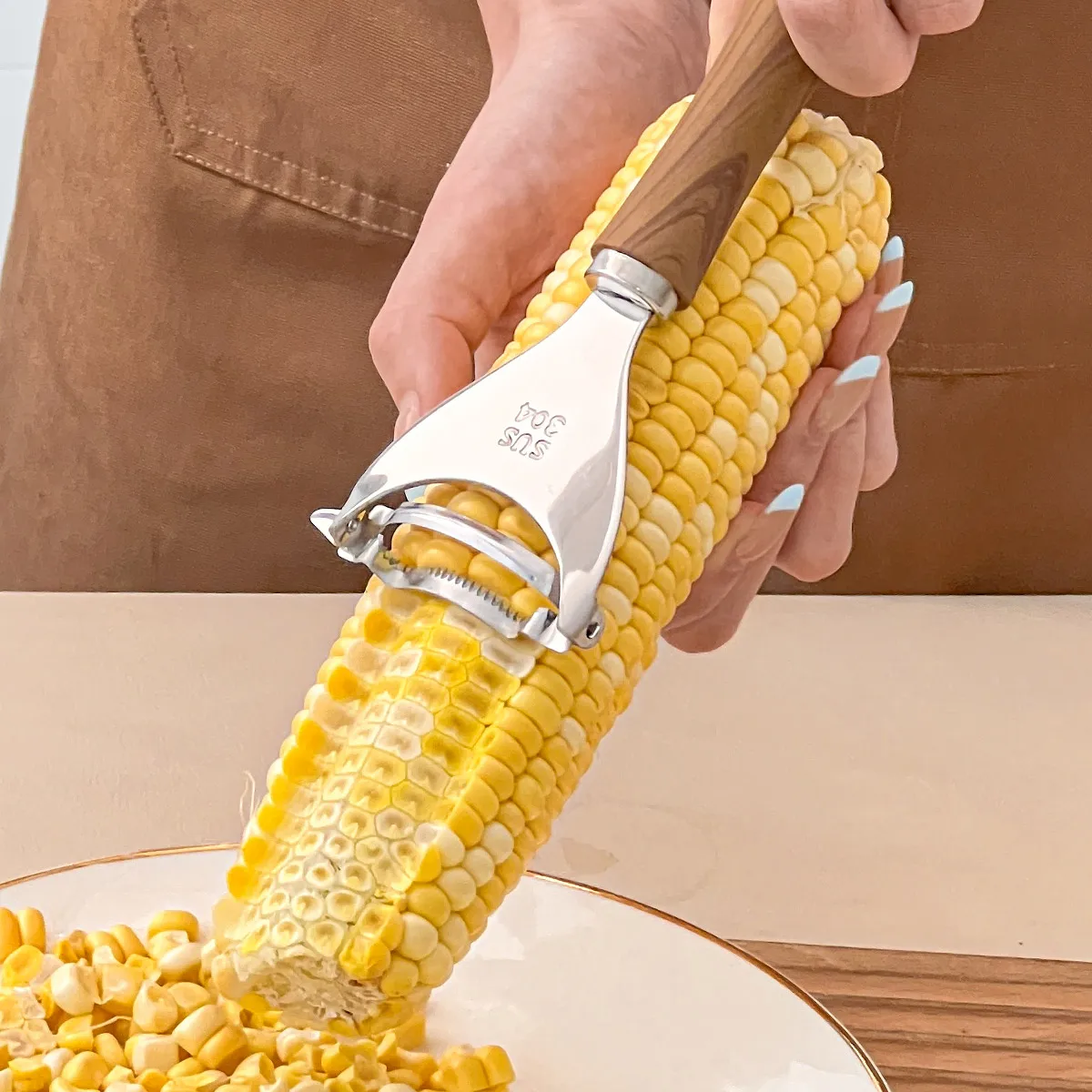 

WORTHBUY Нержавеющая сталь 304, кукурузная овощечистка с пластиковой ручкой, ручная молотарка для кукурузы, сепаратор зерна кукурузы, кухонные аксессуары
