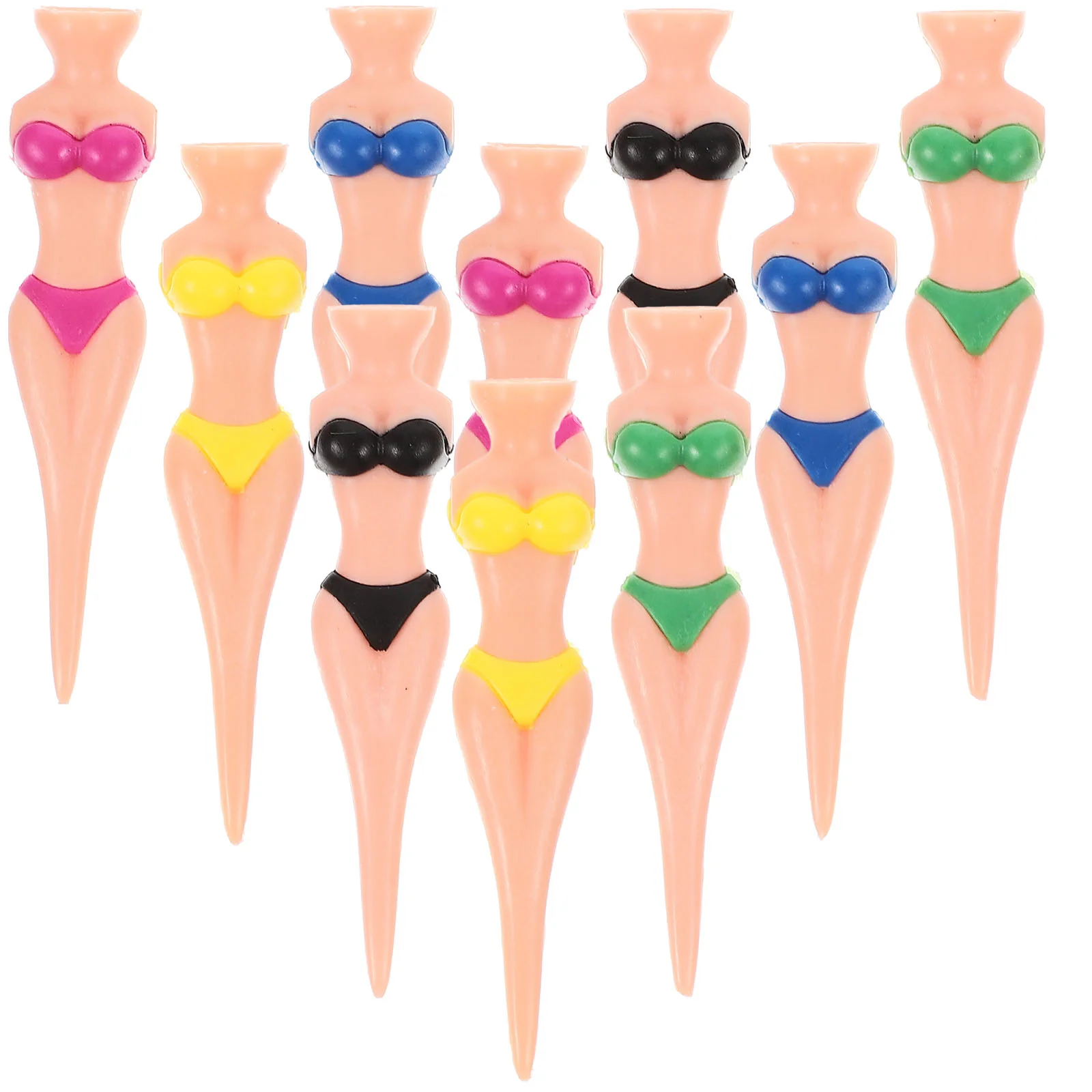 10 Pcs Major Golf Miss Bikinis Novelty Tees Professional Golfs Plastic Pegs Stands Convenient