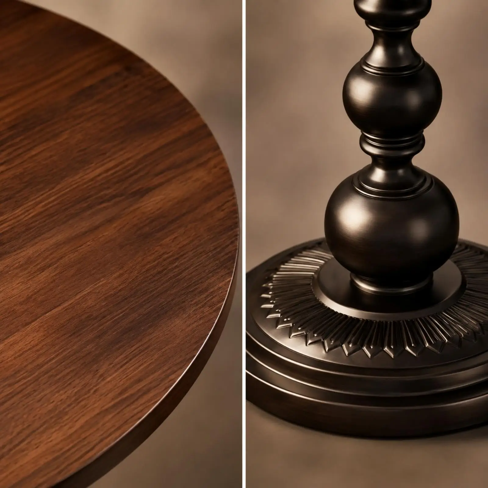 Stylish Round Side Table for Lounge Area Walnut Finish with Metal Pedestal Leg