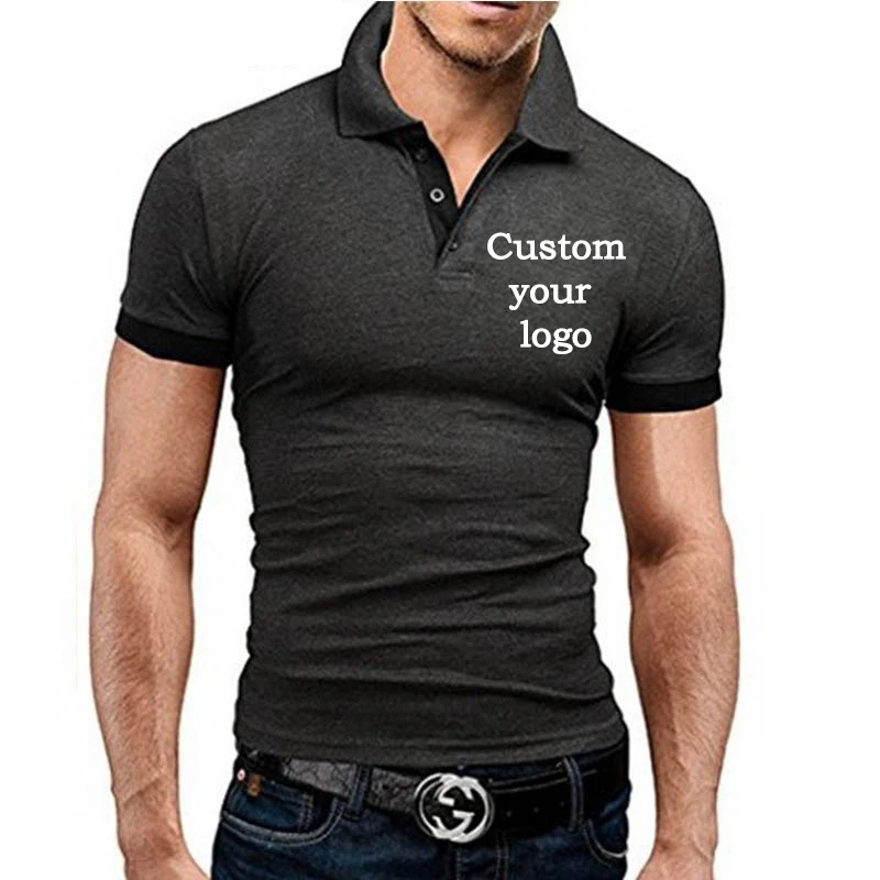 New men\'s summer golf shirt sports stand-up collar T-shirt cotton Slim men\'s casual T-shirt POLO shirt Customize your logo