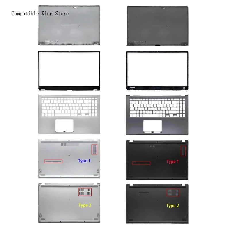 P LCD Screen Back Cover For ASUS Vivobook X512 X512FA X512DA F512 F512FA F512D A512 A512F V5000F Front Bezel Hinges 15.6