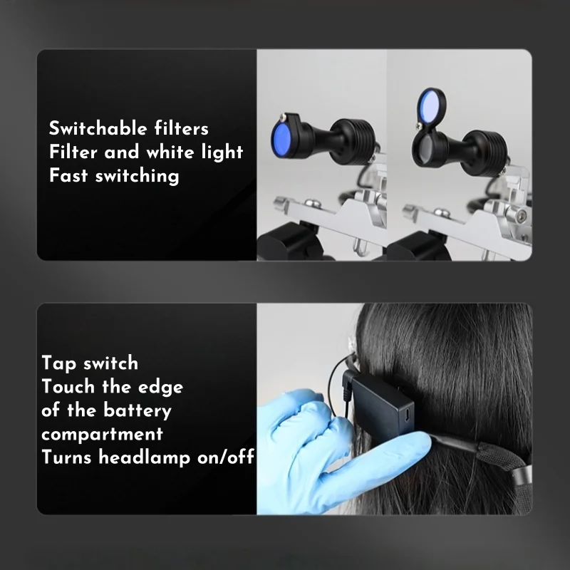 JUMTOP Wireless Dental Loupes with 5W Headlight 3.5-5.5x Adjustable Magnification Surgical Magnifying Glasses - Image 5