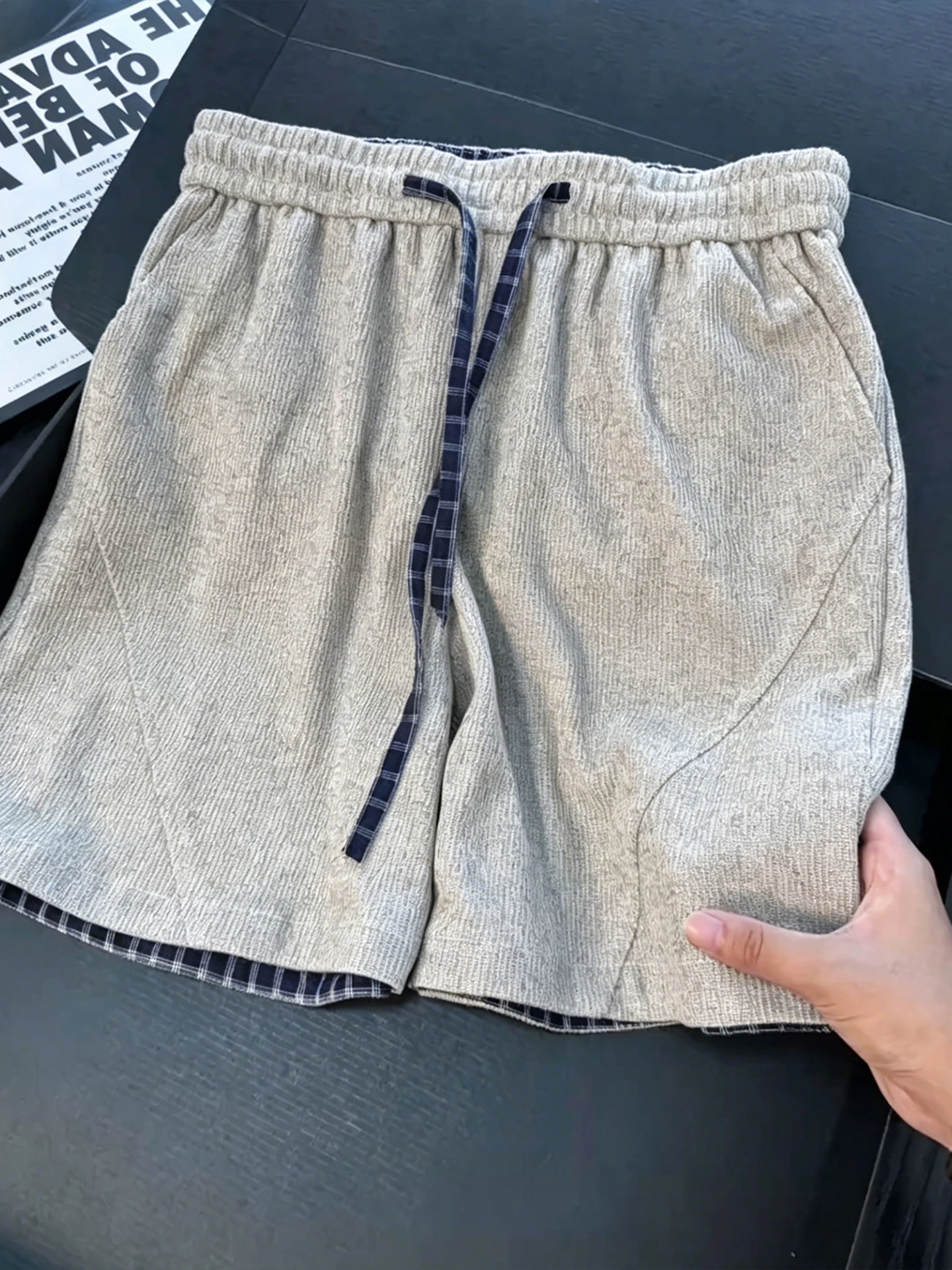 Loose Knitted Shorts Men's Summer American Sporty Four-Part Lazy Loose Five-Part Knee-Length Casual Fashion Teenage Youth Wear