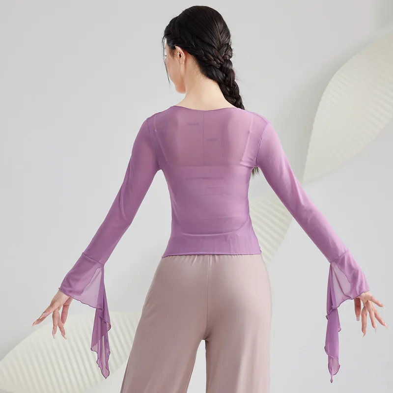

Classical dance new tops Elegant gauze clothes Practice clothes National performance clothing Women's mesh yarn