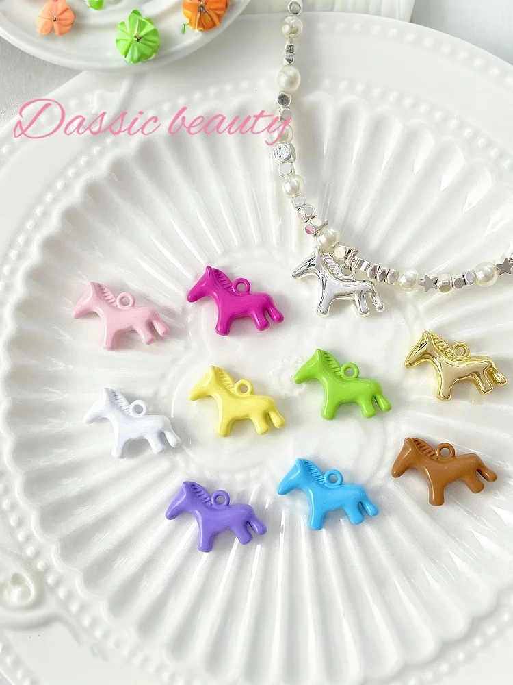 Macaron Colored Horse Pendant 5Piece set for DIY Craft Jewelry Accessories for Necklaces and Earrings