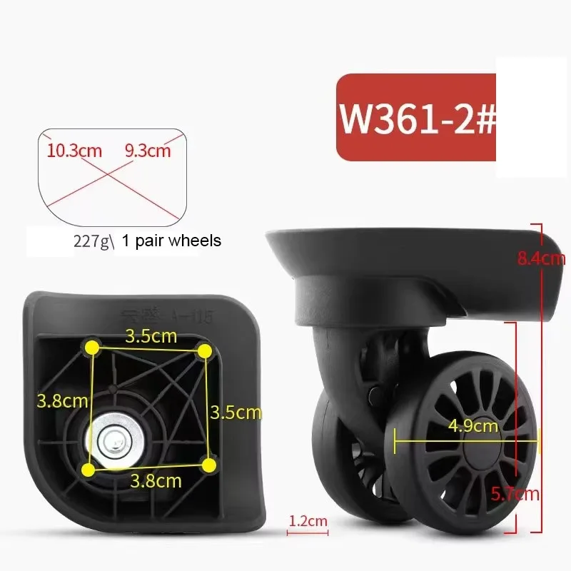 Trolley Case W361-2 Universal Wheel Roller Box Suitcase Pull Baggage Box Swivel Castor Replacement for A-115 Luggage Wheels
