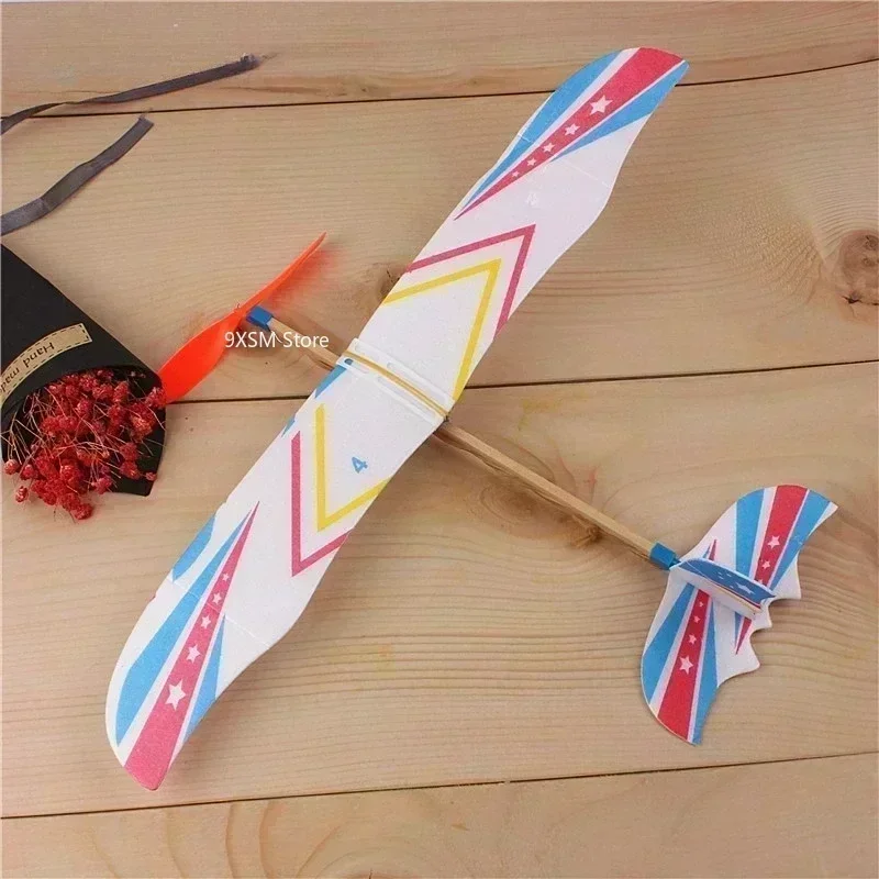 DIY Hand Throw Flying Glider Planes Elastic Rubber Band Powered Flying Plane Airplane Glider Assembly Model Toys For Children