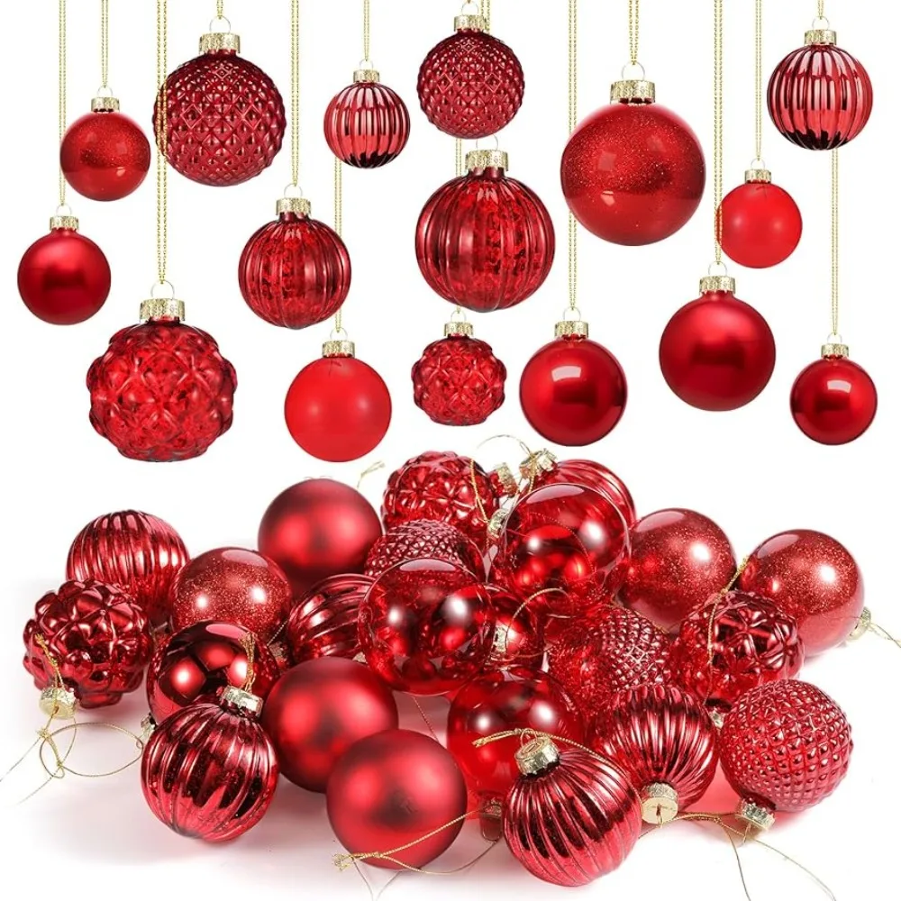 

24 Pcs Glass Christmas Ball Ornaments 2.36 Inch Christmas Tree Decoration Hanging Balls Christmas Ornaments Free Shipping