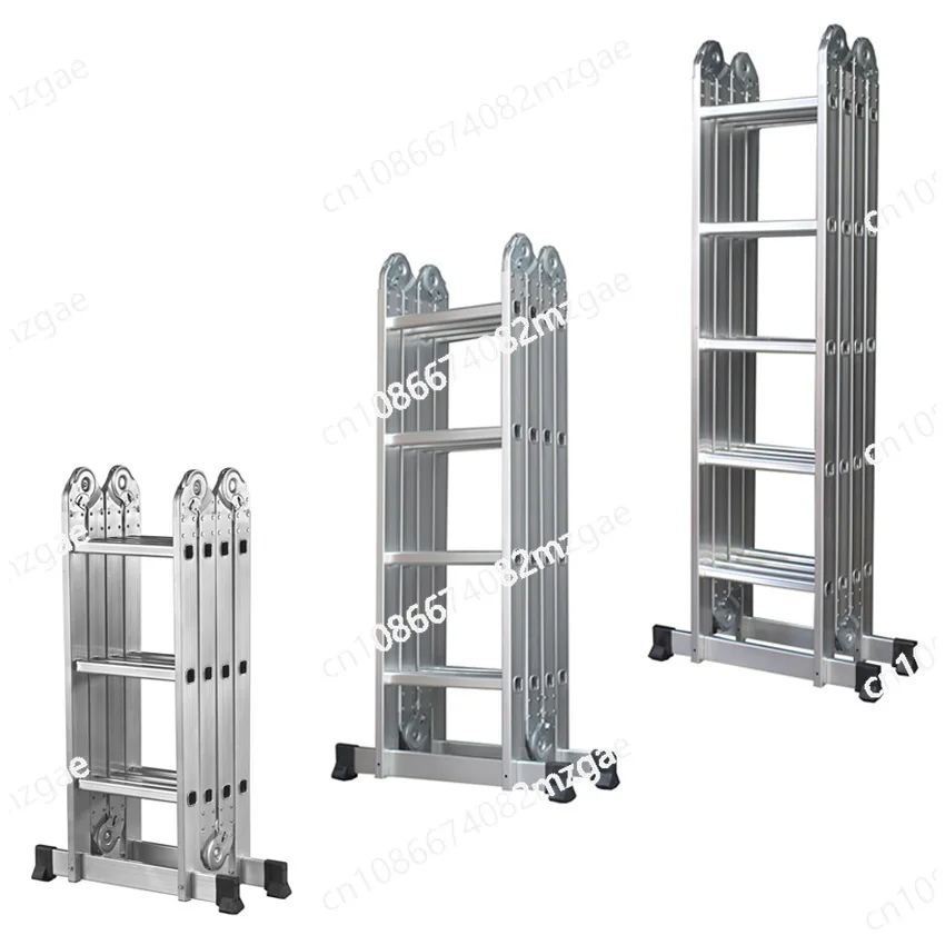 سلم مشترك متعدد الوظائف مصنوع من سبائك الألومنيوم سلم متعرج قابل للطي 4 × 3 هندسة منزلية
