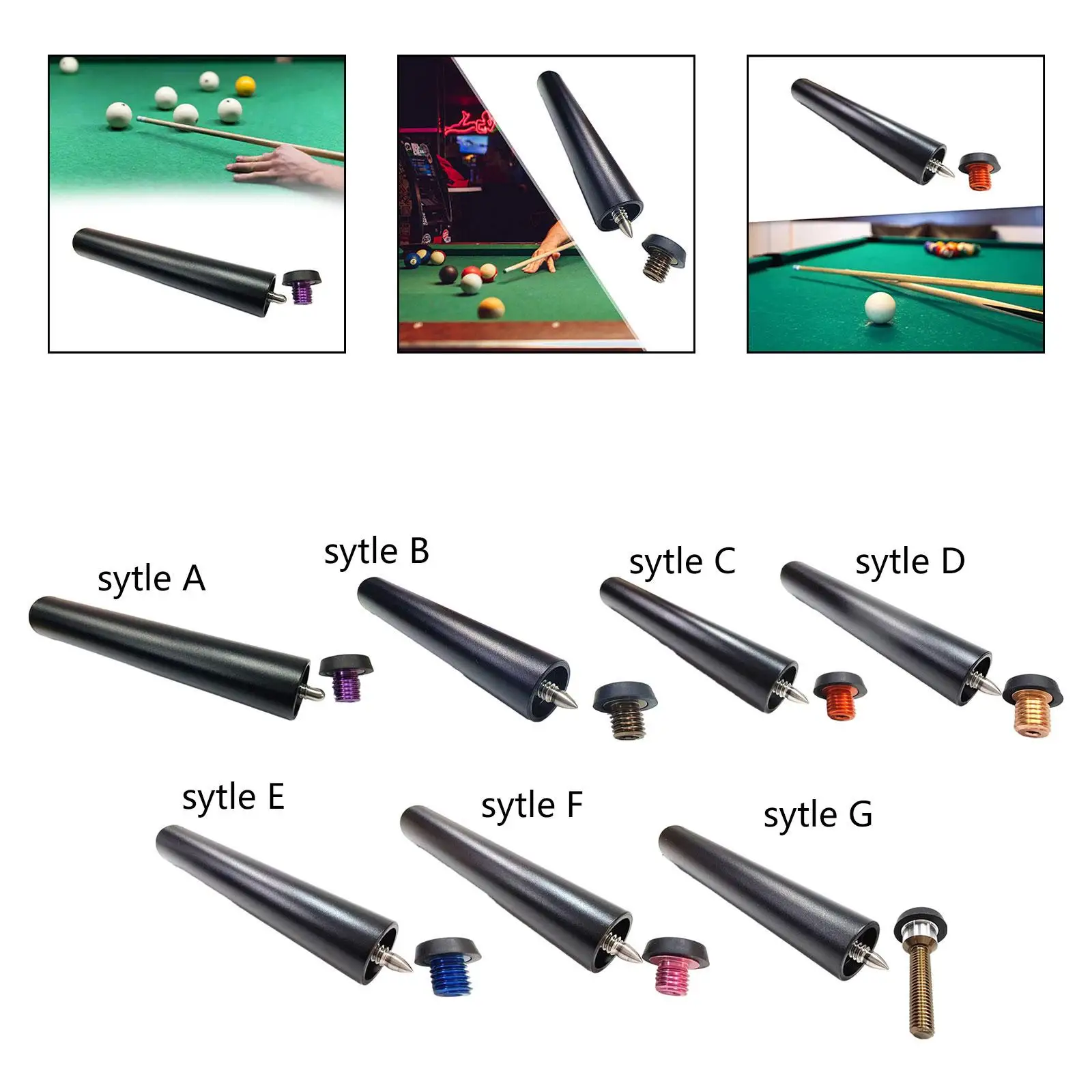 Pool Cue Extender Billiard Snooker Cue Extension Ultralight 7.87\