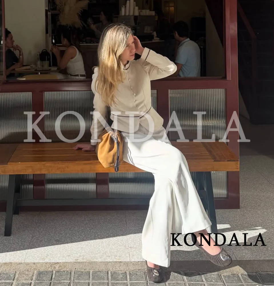 KONDALA Eleganter Schicker Schlanker Damen-Blazer 2026 Trendige Kontrastfarben Verzierte Knöpfe Blazer Damen Streetstyle Pendler-Blazer – Detail 5