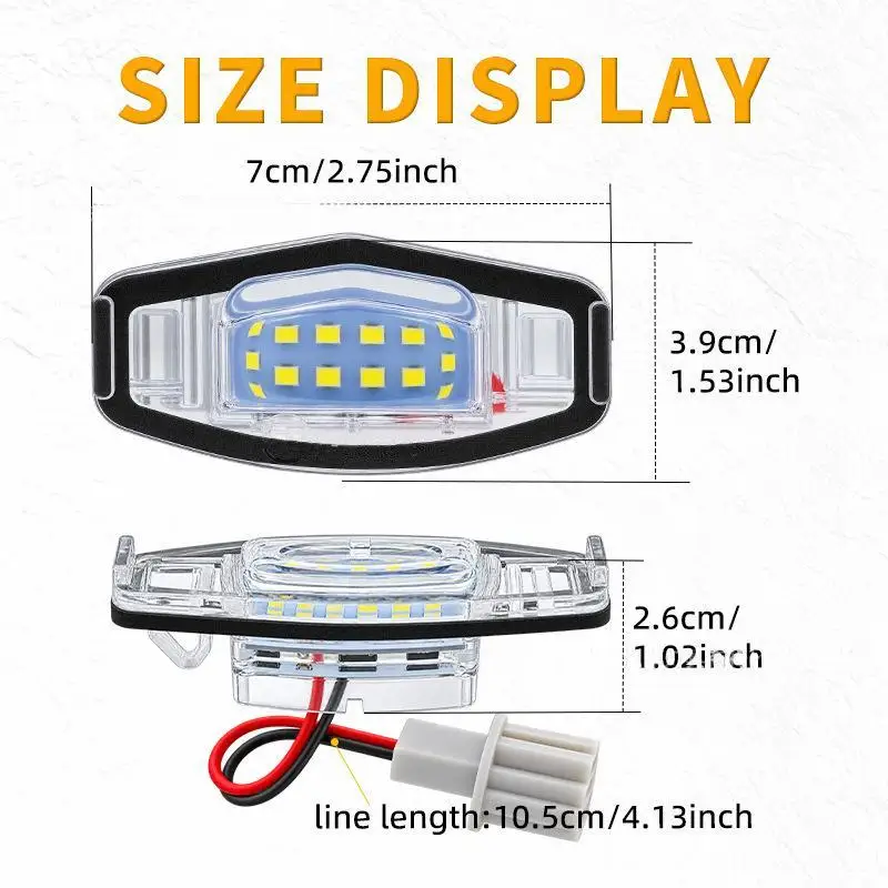 Waterproof LED License Plate Light 1/2PCS Plug & Play Energy Saving for  Accord Civic Acura ILX TSX RL TL MDX MRV