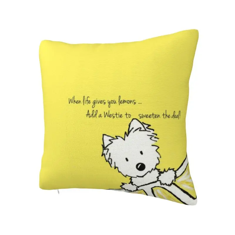 Life Lemons Westie Dog Pillow Case 40x40cm Home Decorative Cute West Highland White Terrier Outdoor Cushions Square Pillowcase