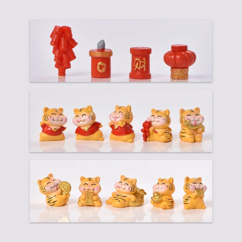 2022 New Year Tiger Miniature Figurine Mini Fairy Garden Animal Ornaments Decor Drop Shipping