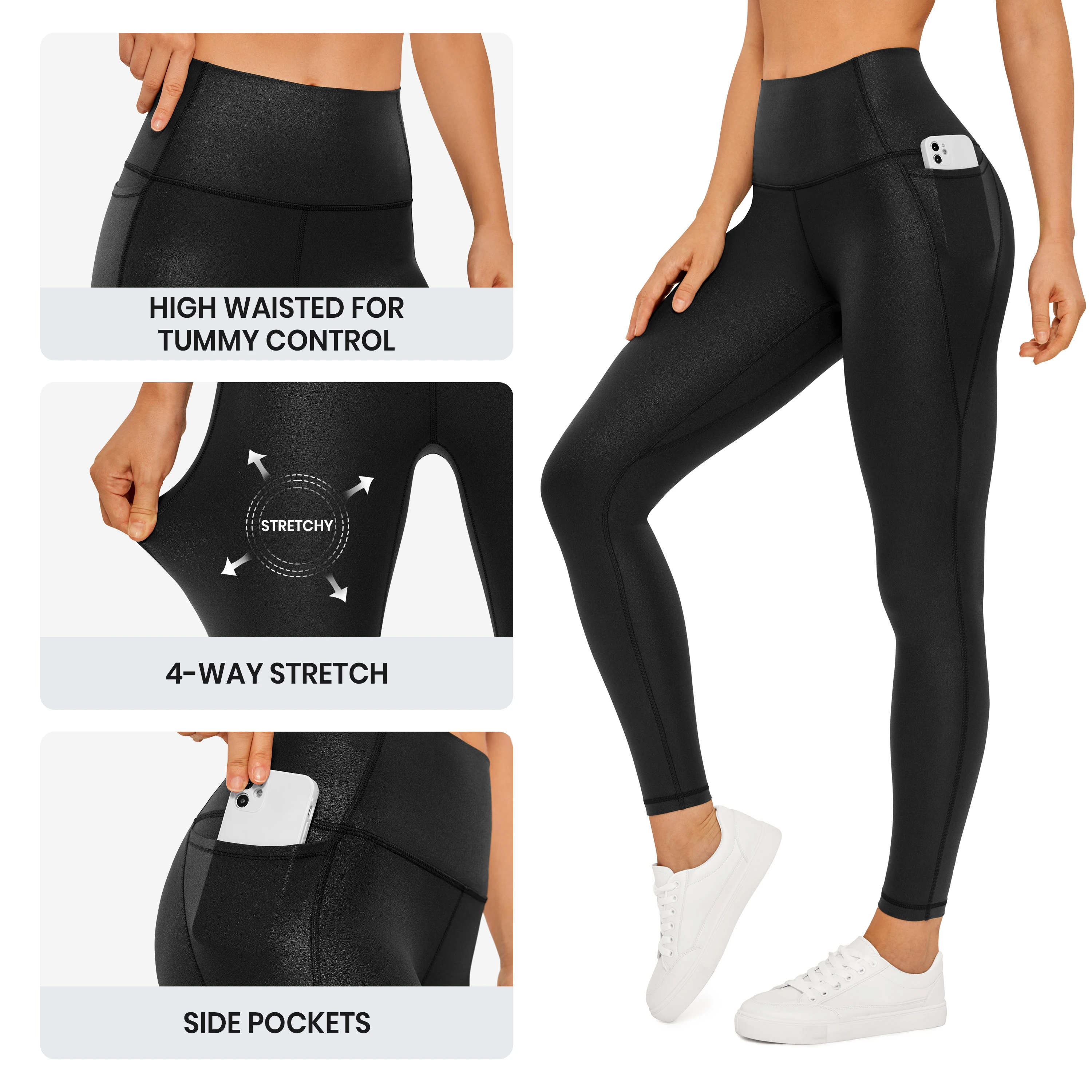 CRZ YOGA Womens Butterluxe Workout Leggings 28 Inches - High Waisted Gym Yoga Pants with Pockets Running Buttery Soft