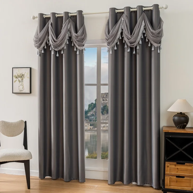 Modern Minimalist Nordic Korean Curtain Head, Full Light Blocking, Sun Protection, Customizable Bedroom Living Room Decor, Dual