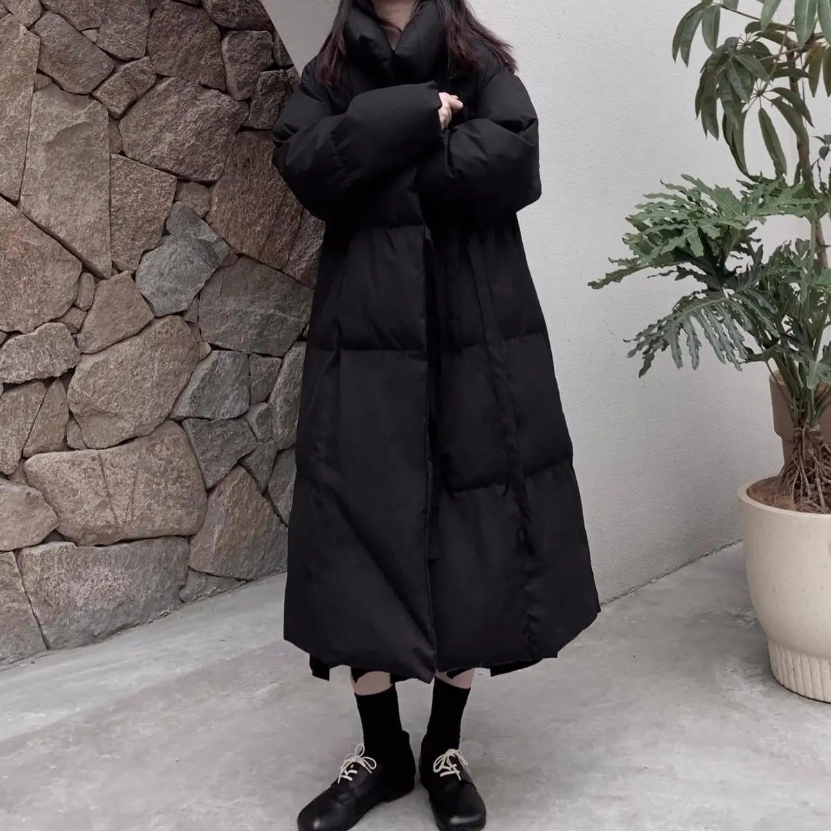2024 New, Winter Casual Down Cotton Coats,Stylish Black Button Long Parkas Coat,Men\'s Women\'s,Winter Cotton Jackets, Overcoats