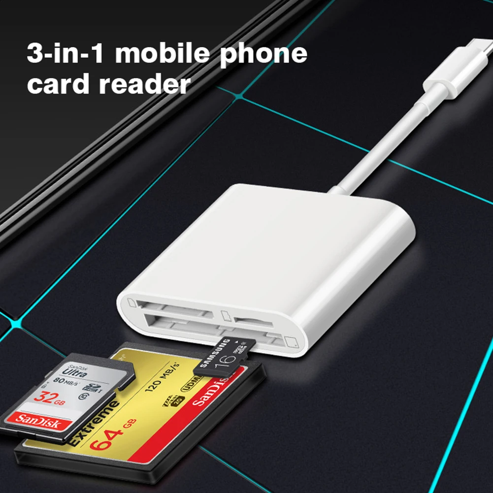 3-in-1 Type C Adapter TF CF SD Memory Card Reader USB C Card Adapter For Macbook Huawei Samsung Xiaomi OTG Writer Compact Flash