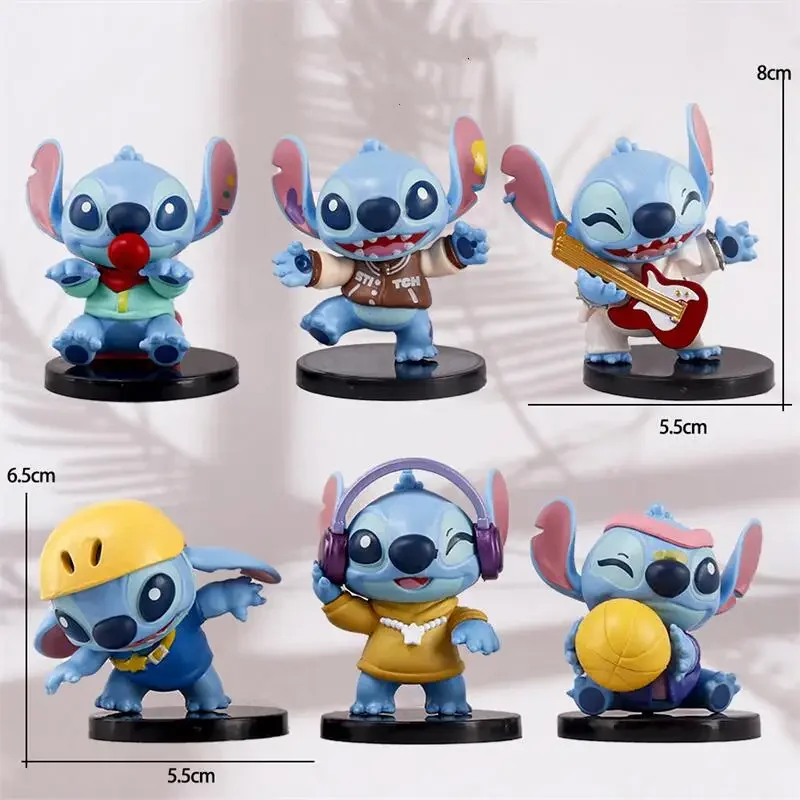 

6Pcs Disney Stitch Action Figure Model Cute Anime Cartoon Fashion Stitch Model Ornaments Room Decoration Girl&Child Gifts