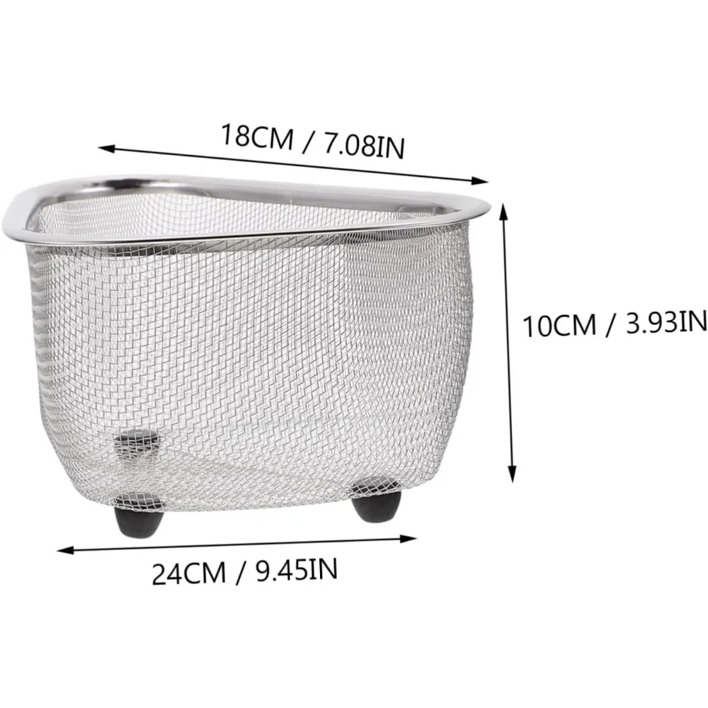 Escurridor de pia triangular, cesta de canto, malha, suporte de armazenamento para cozinha, rack de drenagem para lavar frutas e legumes