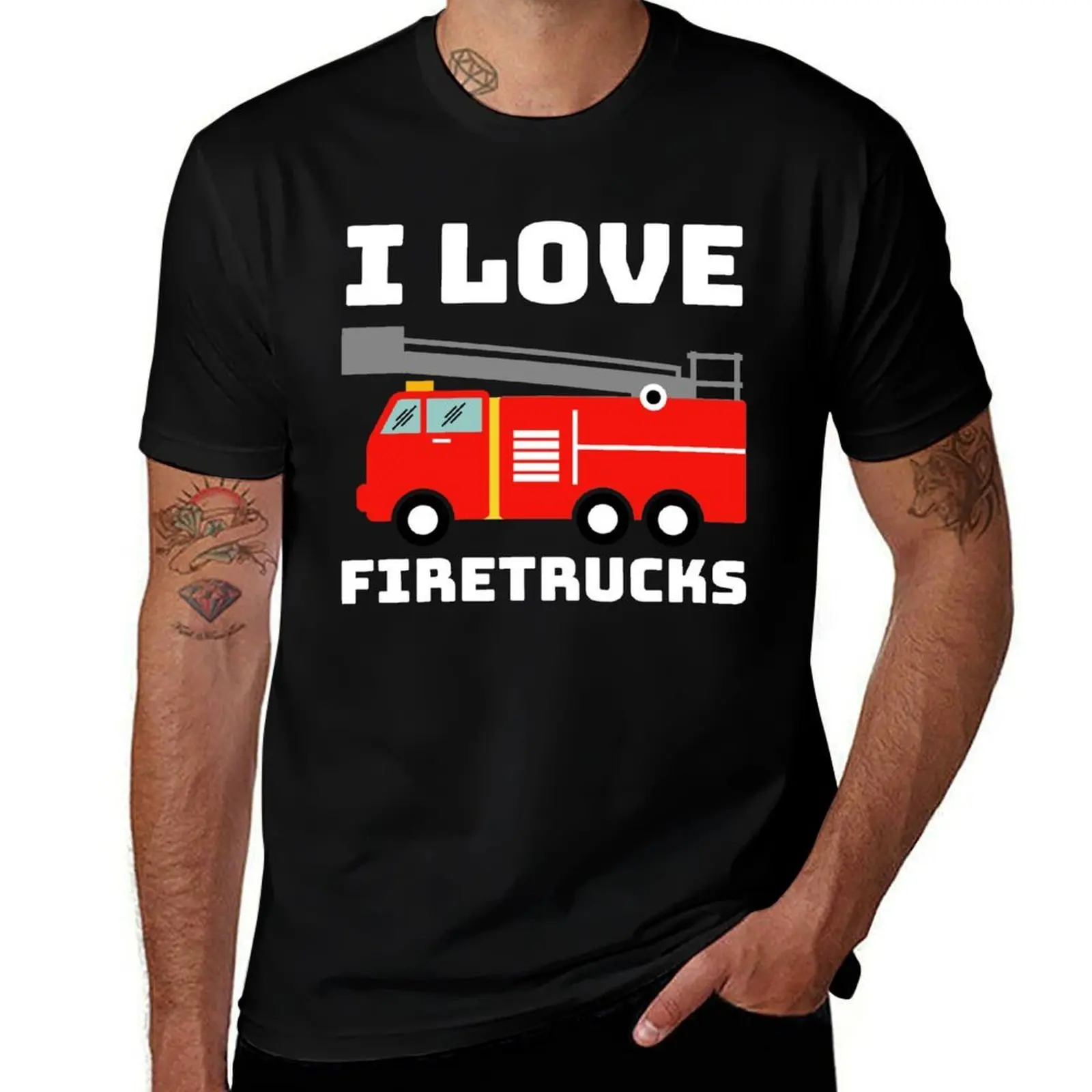 

Футболка I Love Fire Trucks, футболки с индивидуальным принтом для мужчин, хлопковая забавная футболка