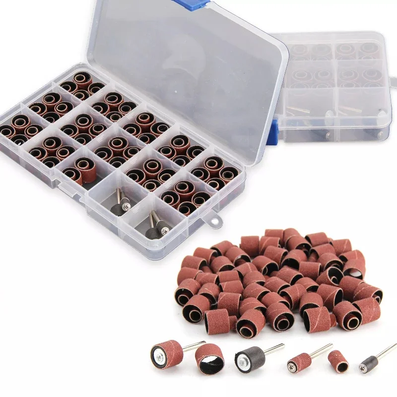 104pcs Sanding Drum Set Grit #60 #120 #320 with Sanding Mandrels Sanding Bands for Dremel Rotary Tools Abrasive Tools