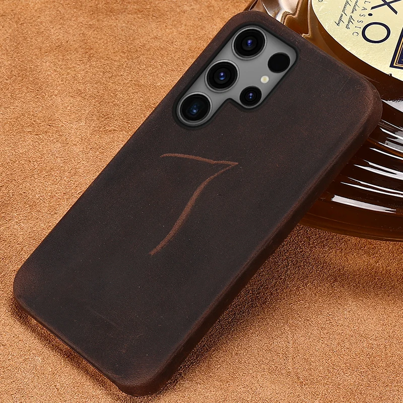 100% Cowhide Genuine PULL-UP Leather Phone Case For Samsung Galaxy S23 S24 Ultra S24 Plus S23Ultra S24Ultra S22Ultra Back Cover