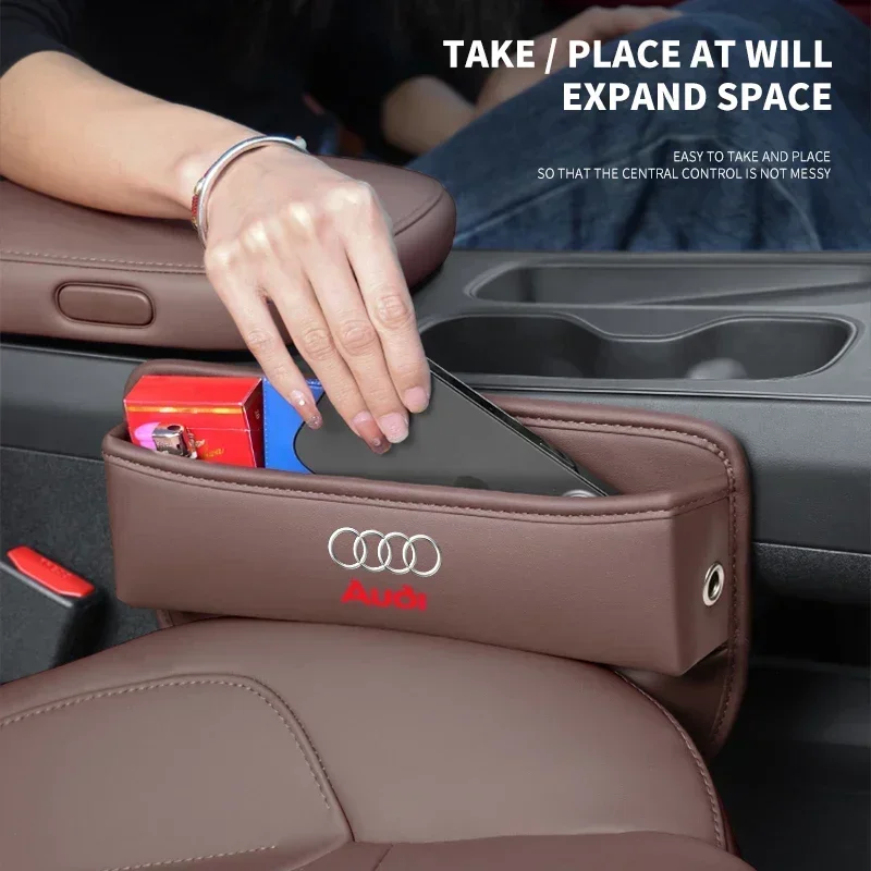 Leather Car Seat Crevice Storage Box Slot Phone Holder Gap Bag For Audi SLine A5 C6 C5 A1 A7 Q3 TT S3 B5 A3 8P 8V B6 8L Q2 S4