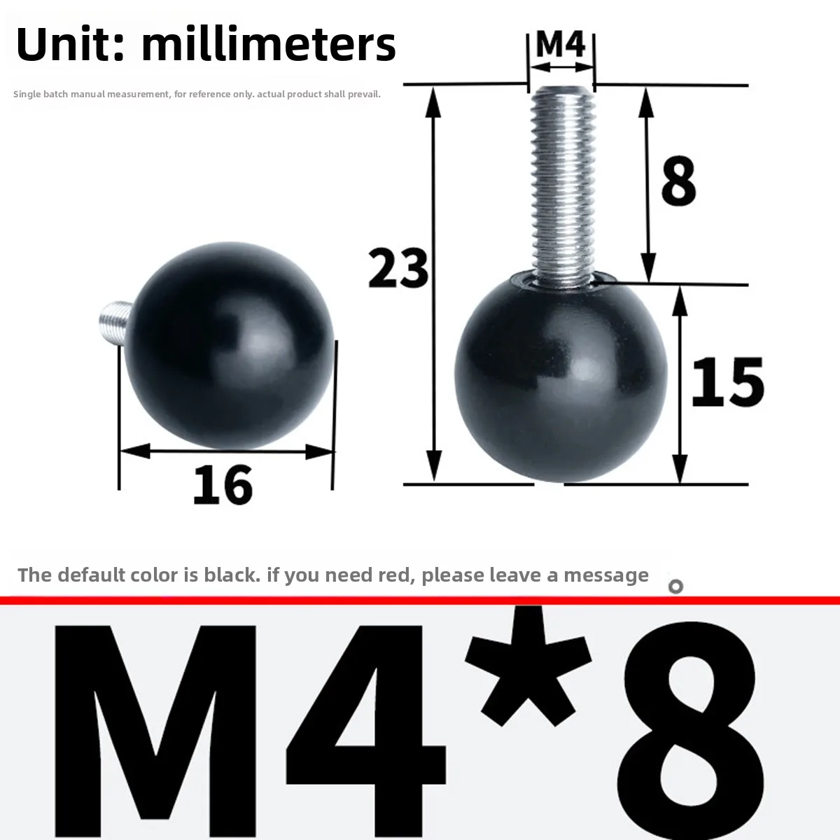 Guangluo Ball Handle 304 Stainless Steel Screw/rubber Wood Round Hand Twisted Bolt M4m5m6m8