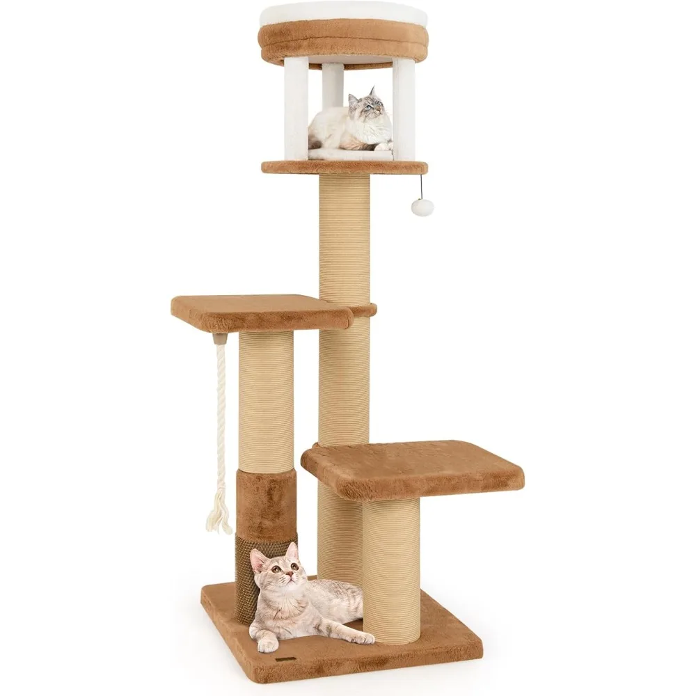 

PETSITE 65 Inch Tall Cat Tree, Multi-Level Cat Tower with Scratching Posts, Soft Faux Rabbit Fur Padded Perches, Removable Cushi