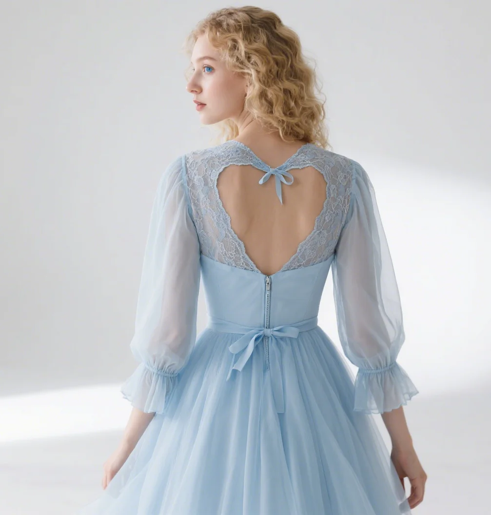 

Elegant A-line Evening Dress Floor Length V Neck Long Sleeve Chiffon Lace Appliques Wedding Guest Dress 2025 free customized