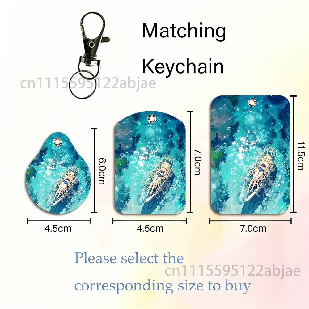 S-Summertime Rendering Rectangle ID Card Case Keychain Access Card Bag Key Tag Ring Leather Card Holder Key Ring