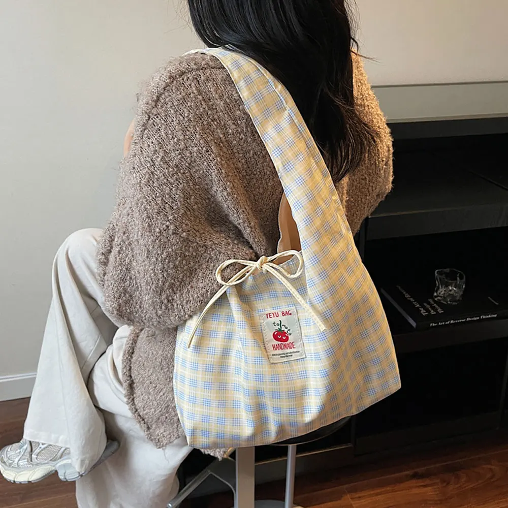 Korean-Style Ins New Lazy Sweet Plaid Summer Thin Shoulder Shopping Bag Casual Commuter Vest Bag Women's Bag view 3