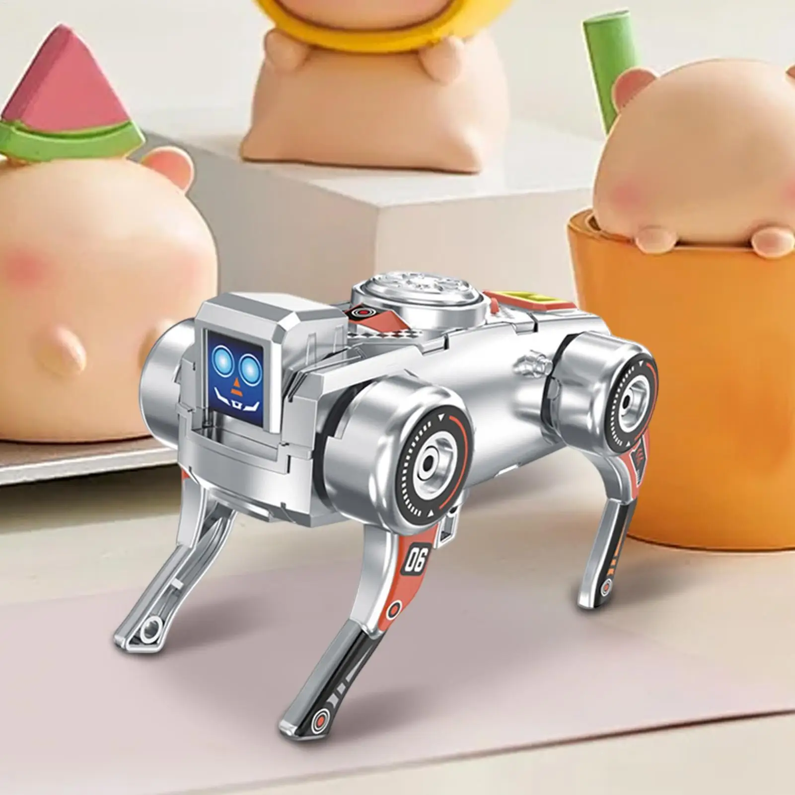 Transforming Robot Wind-up Driven Dog Model Fingertip Rotating Gyroscope Toy For Adult Kid Teen Desk Classroom School Work Home