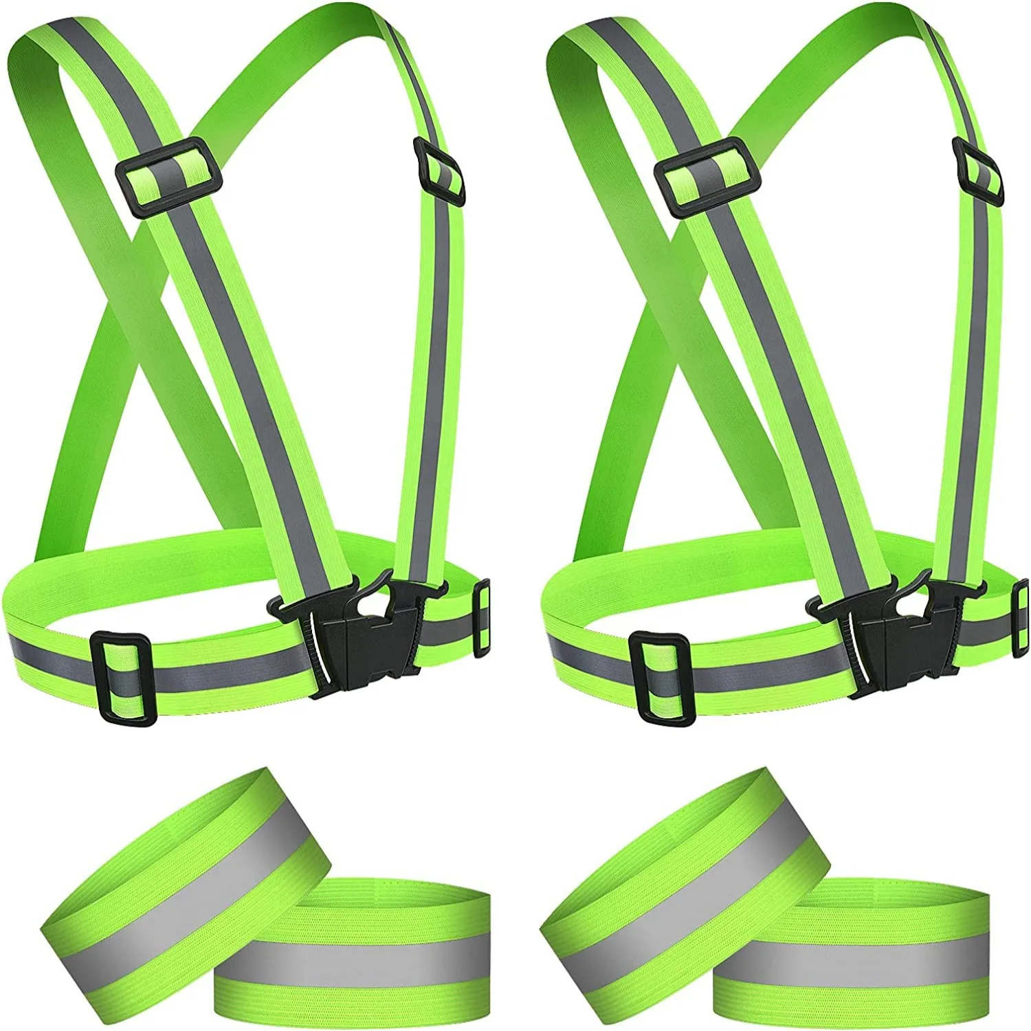 Reflective Straps High Visibility Highlight Adjustable Safety Vest Elastic Strip Security Traffic Night Working Running Cycling