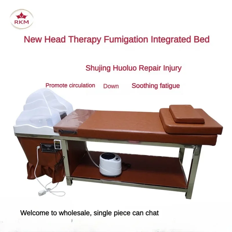 Shampoo massage bed constant temperature water cycle fumigation integrated head treatment bed mobile water storage type