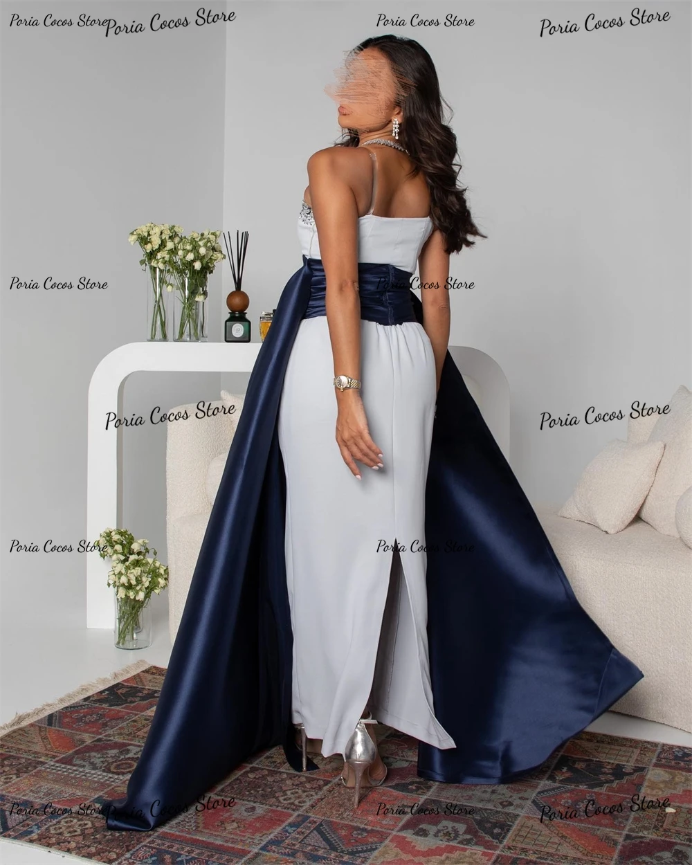 Customized Backless Sleeveless Prom Gown Sweetheart Neck Rhinestone Satin Temperament Evening Party Dresses فساتين السهرة 2023 ج