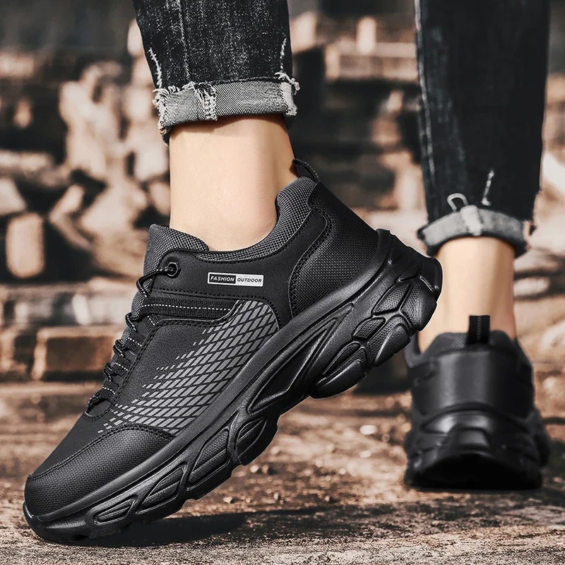Men's Shoes Platform Waterproof Casual Sneakers Classical PU Leather Breathable Running Shoes Male Fashion Sneaker 1