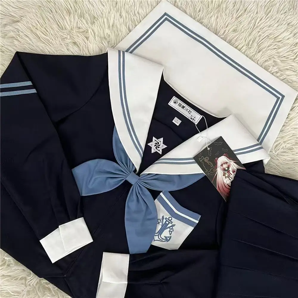Authentic Japanese Night Navigation Star JK Uniform Set Short Sleeve Nautical Traditional College Style Student Work Outfit