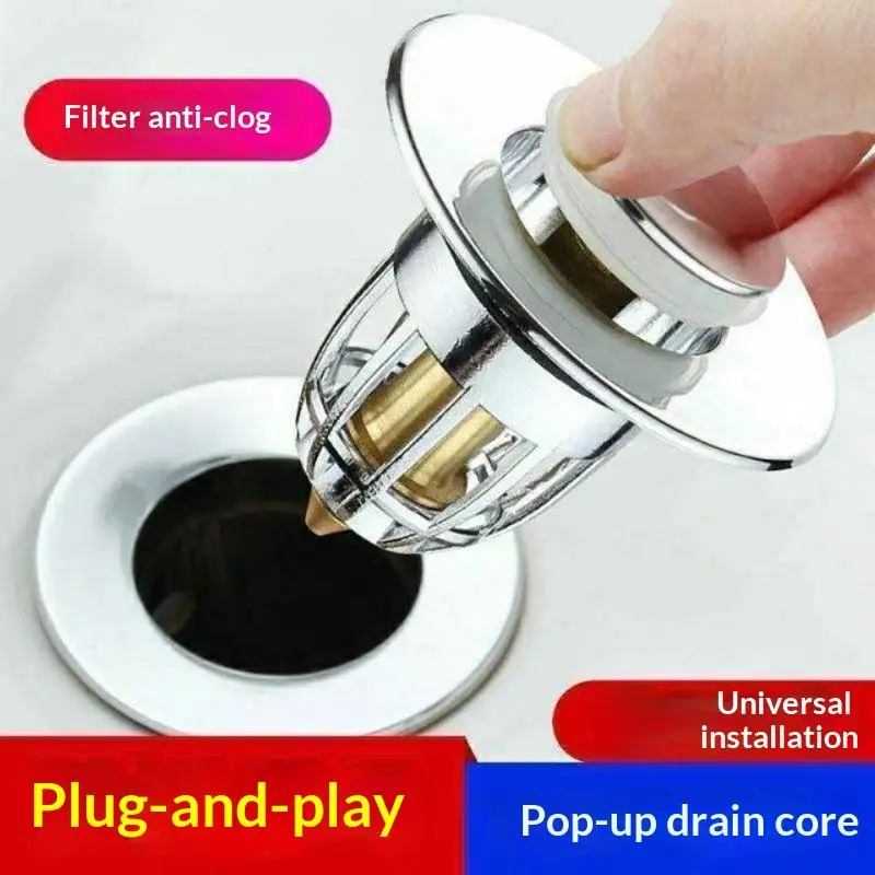 1/3Pcs Universal Rebound Drain Plug, Water Leakage Plug In Hand Basin, Hair Collector In Bathroom Sink Filter, Easy To Push.