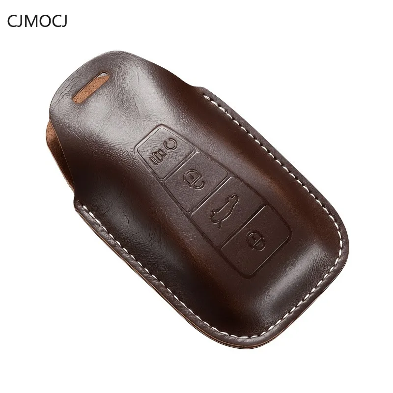 Premium Leather Key Cover Case for Geely Emgrand/Boyue L/Xingyue L/Xingrui/Binyue/Binrui/Geometry A - Protective Key Fob Shell