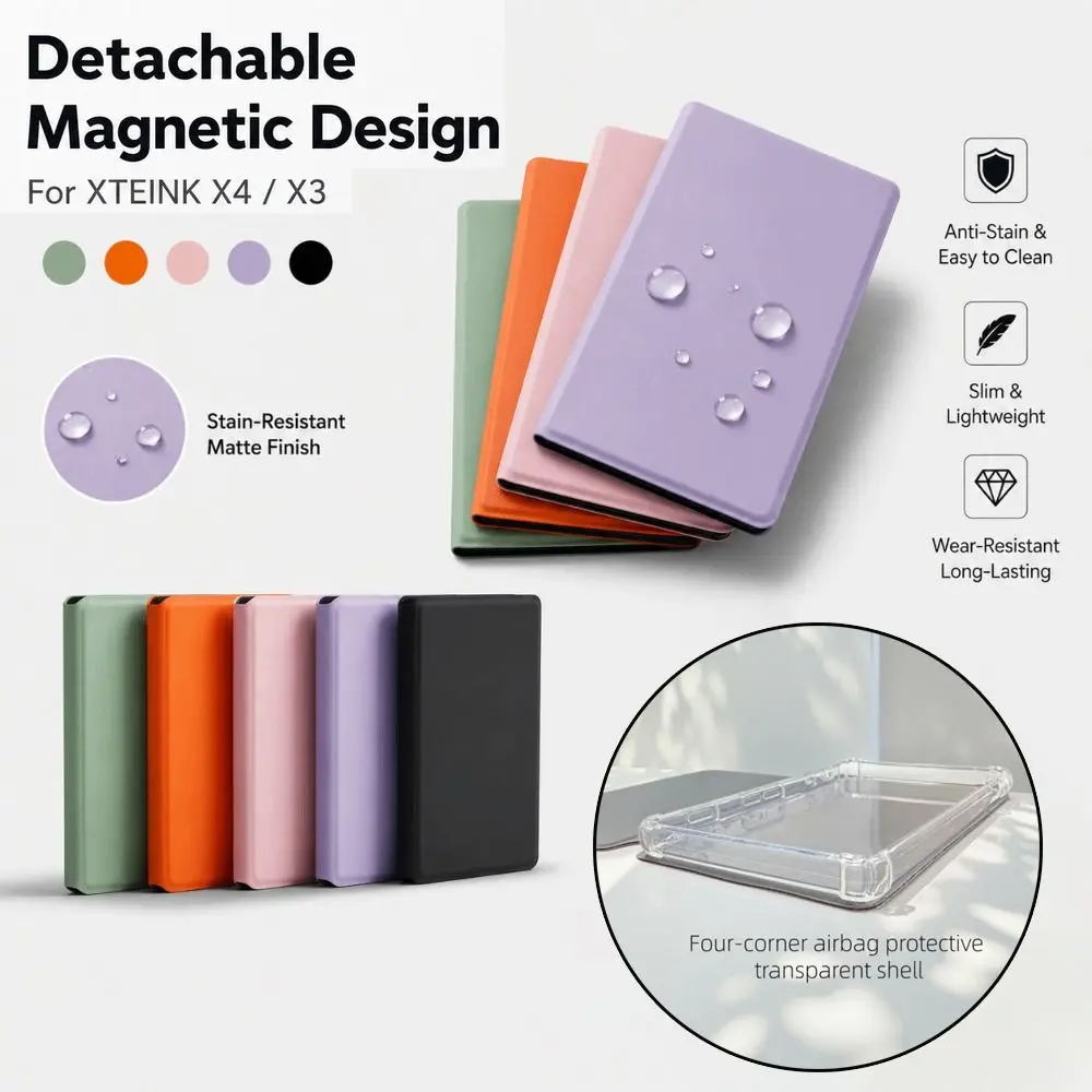 PU Leather Surface Protective Cover Detachable Magnetic Split Scratch Resistant & Waterproof Protective Shell for XTEINK X4 X3