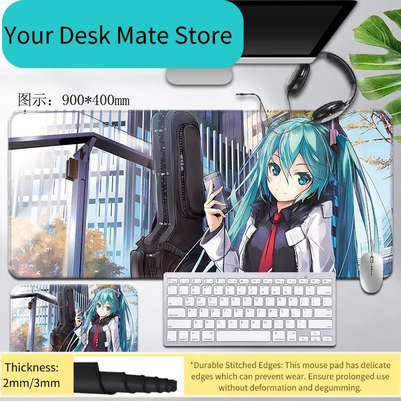 Hatsune Miku Wedding Dress Anime Extended Gaming Mouse Pad Non-Slip Anti-Dirt Large Desk Mat view 3